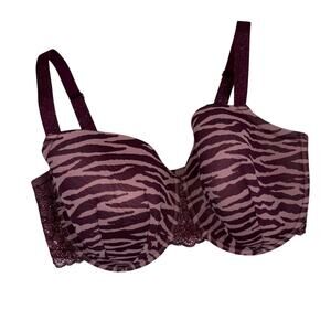 Third Love Zebra Print Lace Demi Underwire Bra Purple and Mauve Size 38G (DDDD)